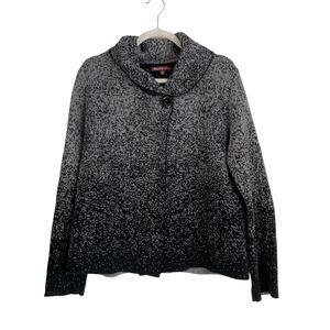 Betty Betty Black Gray Heather One Button Cowl Neck Loose Fit Sweater Sz Medium